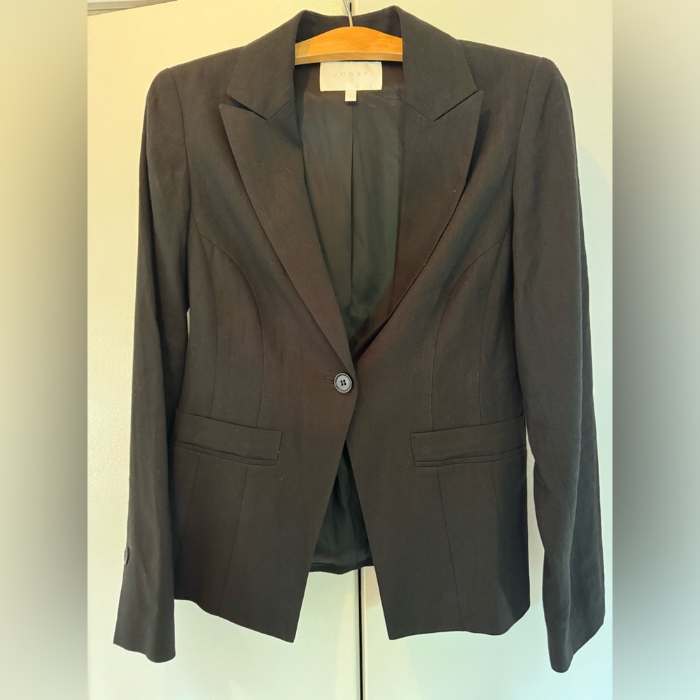 Josef black linen blazer size 6